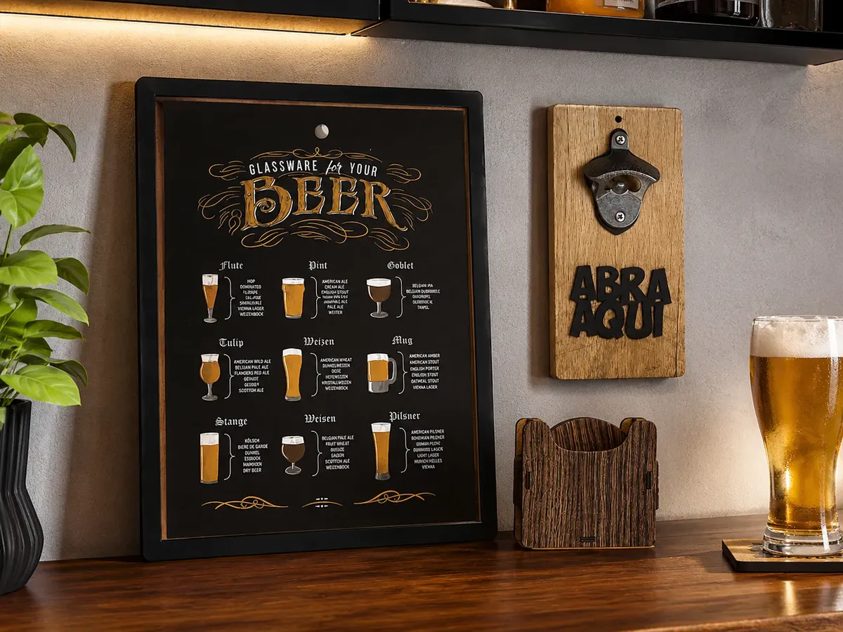 Porta Tampinhas + Abridor Cerveja Parede Decoração
